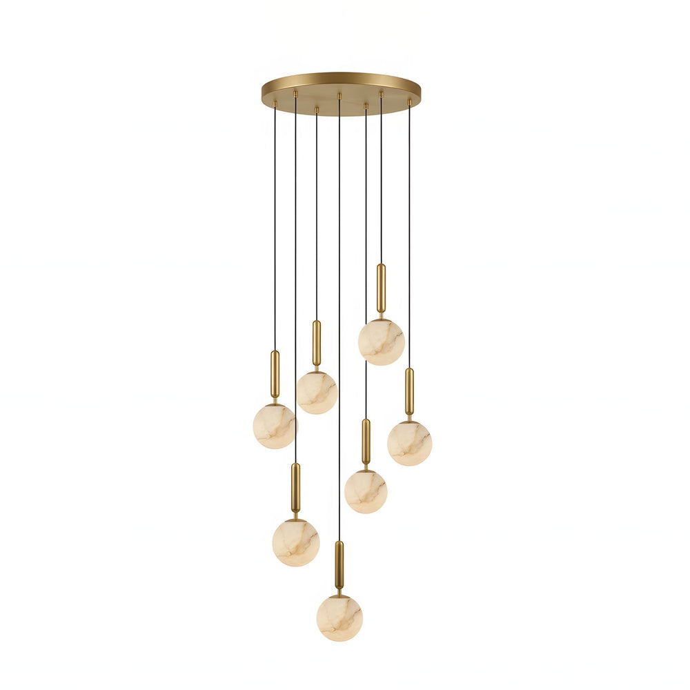Bosso Alabaster Sculptural Pendant – Brass & Stone