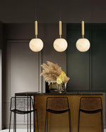 Bosso Alabaster Sculptural Pendant – Brass & Stone