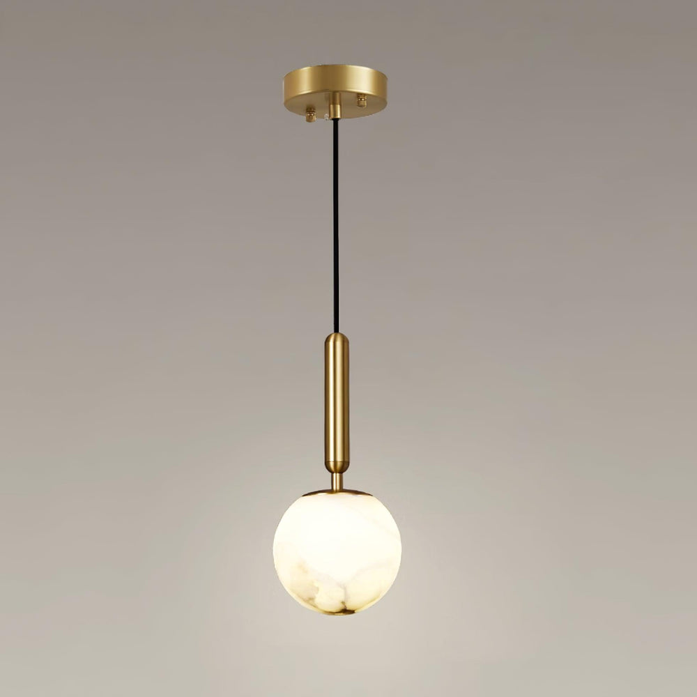 Bosso Alabaster Sculptural Pendant – Brass & Stone