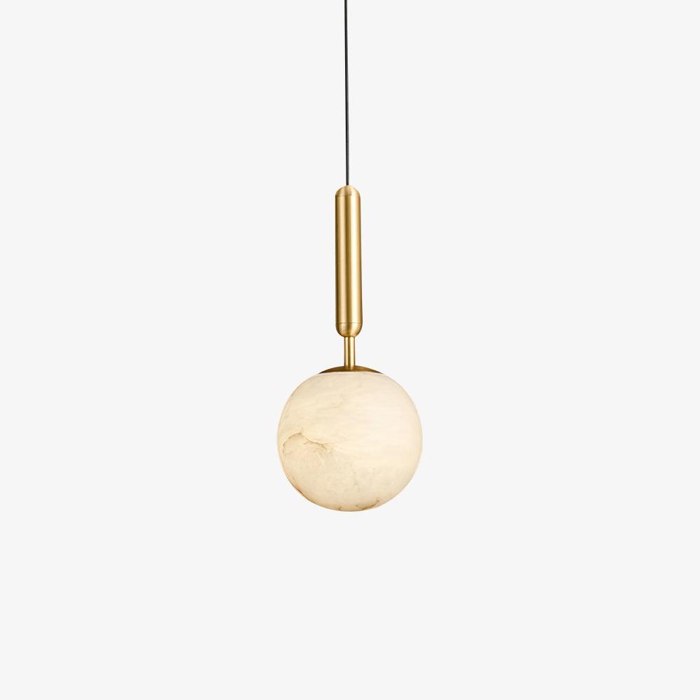 Bosso Alabaster Sculptural Pendant – Brass & Stone