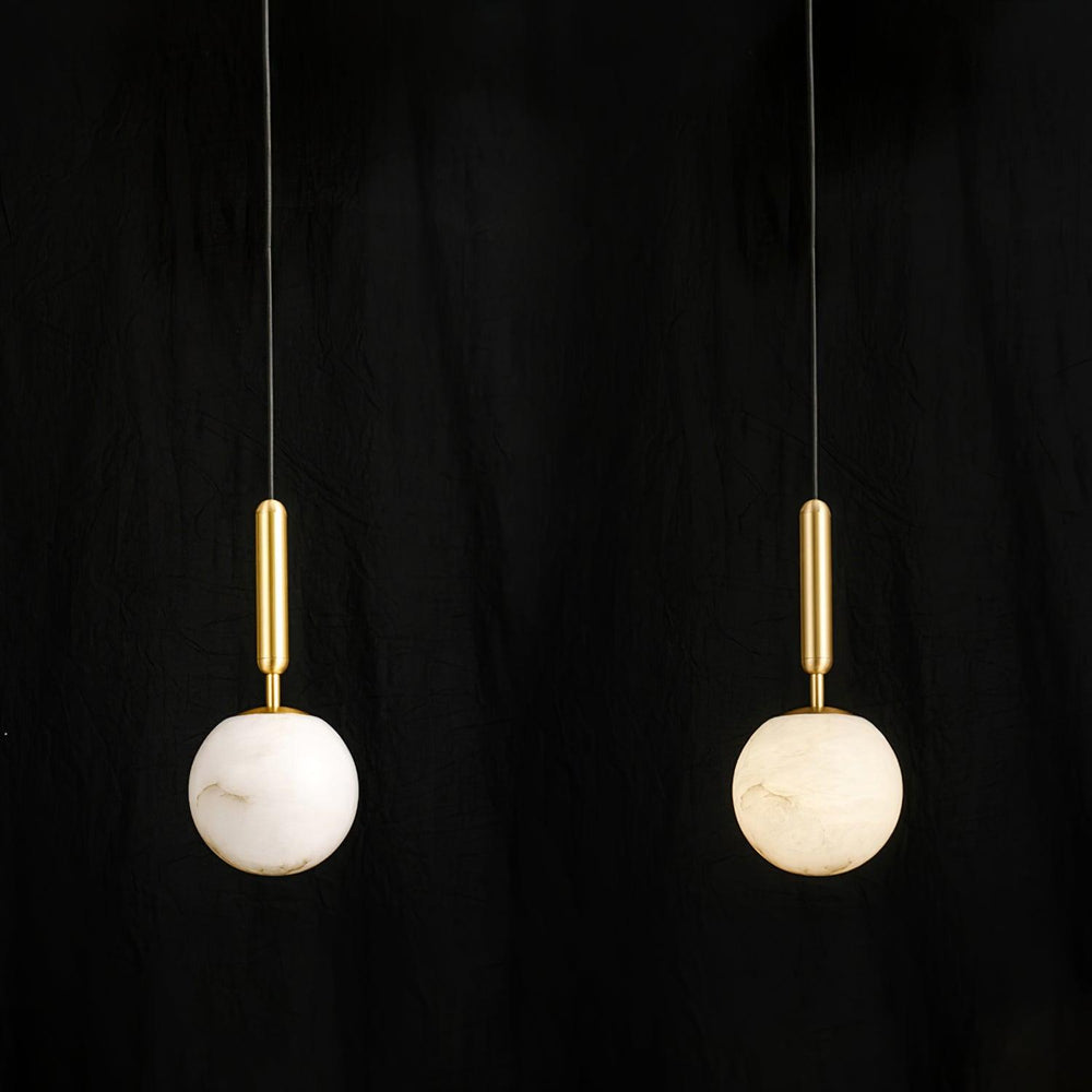 Bosso Alabaster Sculptural Pendant – Brass & Stone