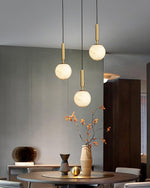 Bosso Alabaster Sculptural Pendant – Brass & Stone