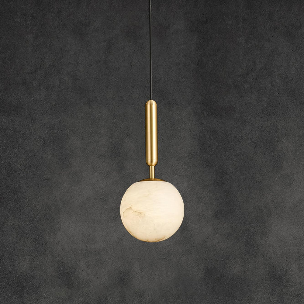 Bosso Alabaster Sculptural Pendant – Brass & Stone