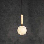 Bosso Alabaster Sculptural Pendant – Brass & Stone