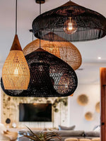 Braided Rattan Swag Pendant Lamp
