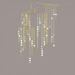 Orbit Brass Glass Drop Chandelier – Hand-Blown Multi-Head