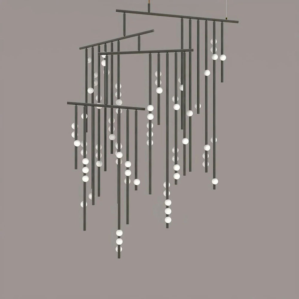 Orbit Brass Glass Drop Chandelier – Hand-Blown Multi-Head