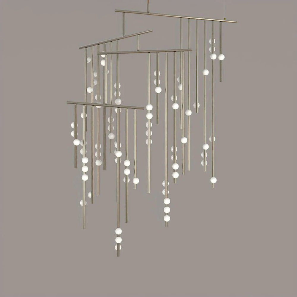 Orbit Brass Glass Drop Chandelier – Hand-Blown Multi-Head