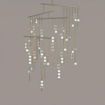 Orbit Brass Glass Drop Chandelier – Hand-Blown Multi-Head