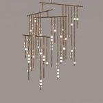 Orbit Brass Glass Drop Chandelier – Hand-Blown Multi-Head