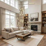 Orbit Brass Glass Drop Chandelier – Hand-Blown Multi-Head