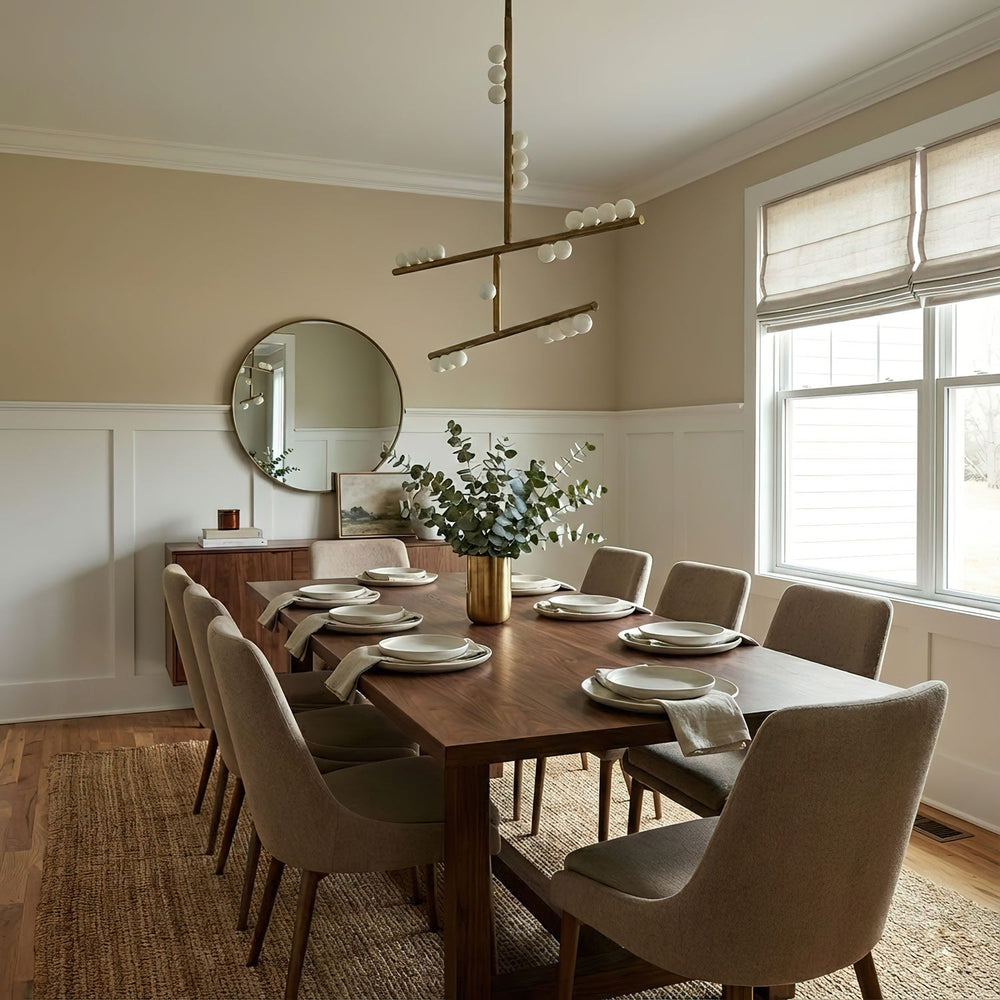 Orbit Brass Glass Drop Chandelier – Hand-Blown Multi-Head