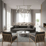 Orbit Brass Glass Drop Chandelier – Hand-Blown Multi-Head