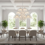 Brass Palm Leaf Crystal Chandelier