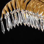 Brass Palm Leaf Crystal Chandelier
