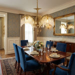 Brass Palm Leaf Crystal Chandelier