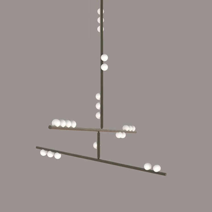 Orbit Brass Glass Drop Chandelier – Hand-Blown Multi-Head