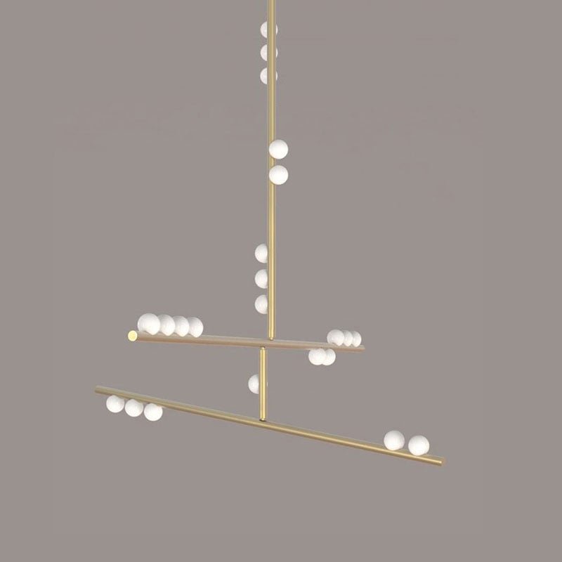 Orbit Brass Glass Drop Chandelier – Hand-Blown Multi-Head
