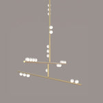 Orbit Brass Glass Drop Chandelier – Hand-Blown Multi-Head