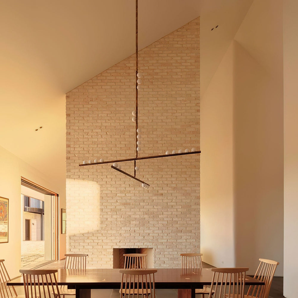 Orbit Brass Glass Drop Chandelier – Hand-Blown Multi-Head
