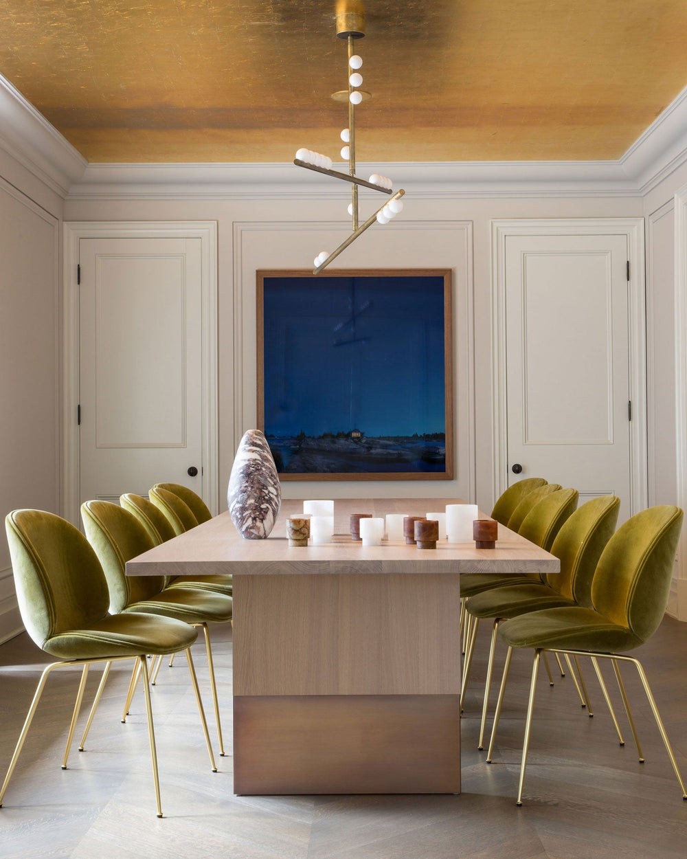 Orbit Brass Glass Drop Chandelier – Hand-Blown Multi-Head