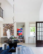 Orbit Brass Glass Drop Chandelier – Hand-Blown Multi-Head