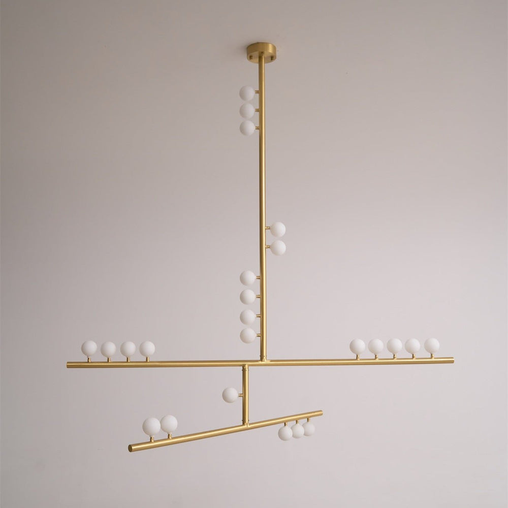 Orbit Brass Glass Drop Chandelier – Hand-Blown Multi-Head