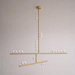 Orbit Brass Glass Drop Chandelier – Hand-Blown Multi-Head