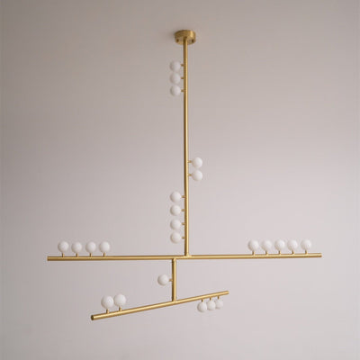 Orbit Brass Glass Drop Chandelier – Hand-Blown Multi-Head