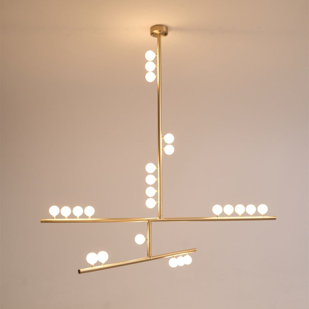 Orbit Brass Glass Drop Chandelier – Hand-Blown Multi-Head