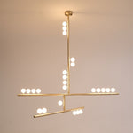 Orbit Brass Glass Drop Chandelier – Hand-Blown Multi-Head