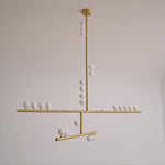 Orbit Brass Glass Drop Chandelier – Hand-Blown Multi-Head