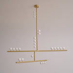 Orbit Brass Glass Drop Chandelier – Hand-Blown Multi-Head