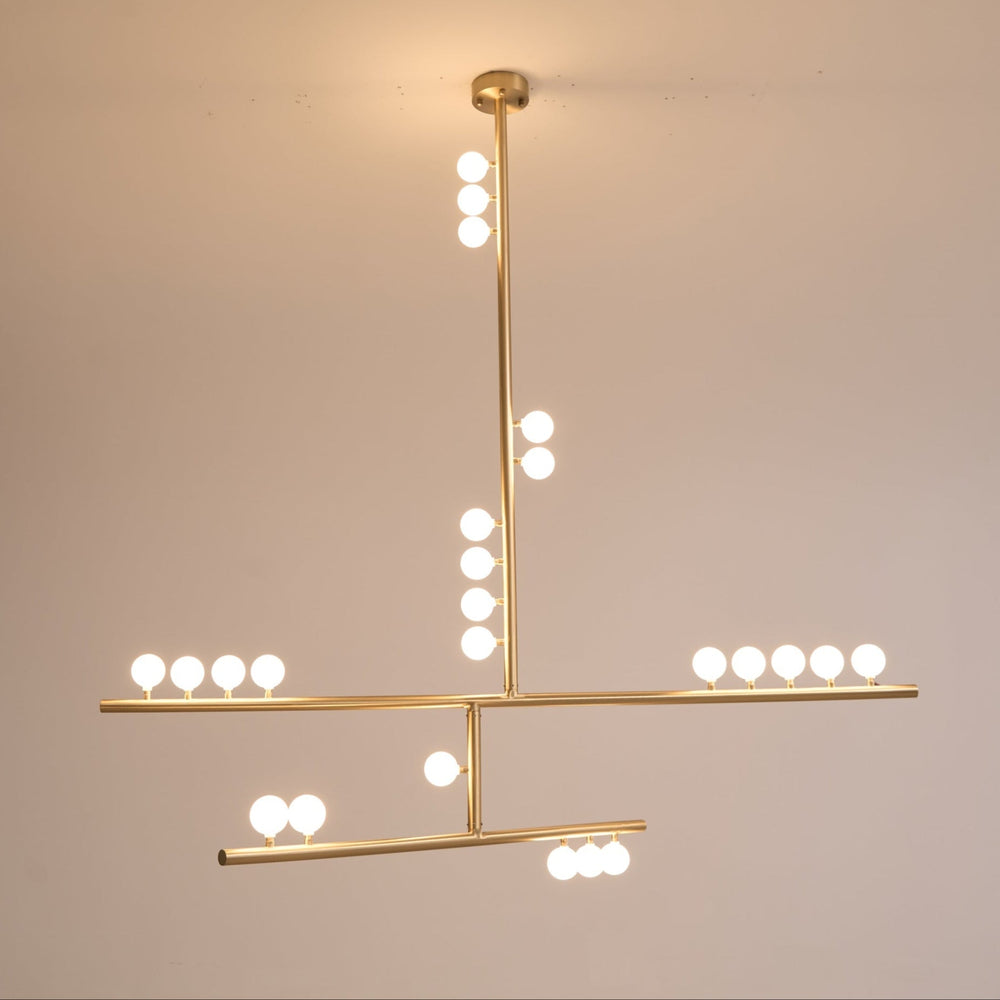 Orbit Brass Glass Drop Chandelier – Hand-Blown Multi-Head