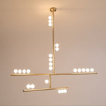 Orbit Brass Glass Drop Chandelier – Hand-Blown Multi-Head