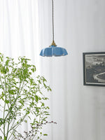 French Fleur Swag Pendant Light – Pleated Glass, Plug-In Antique Brass