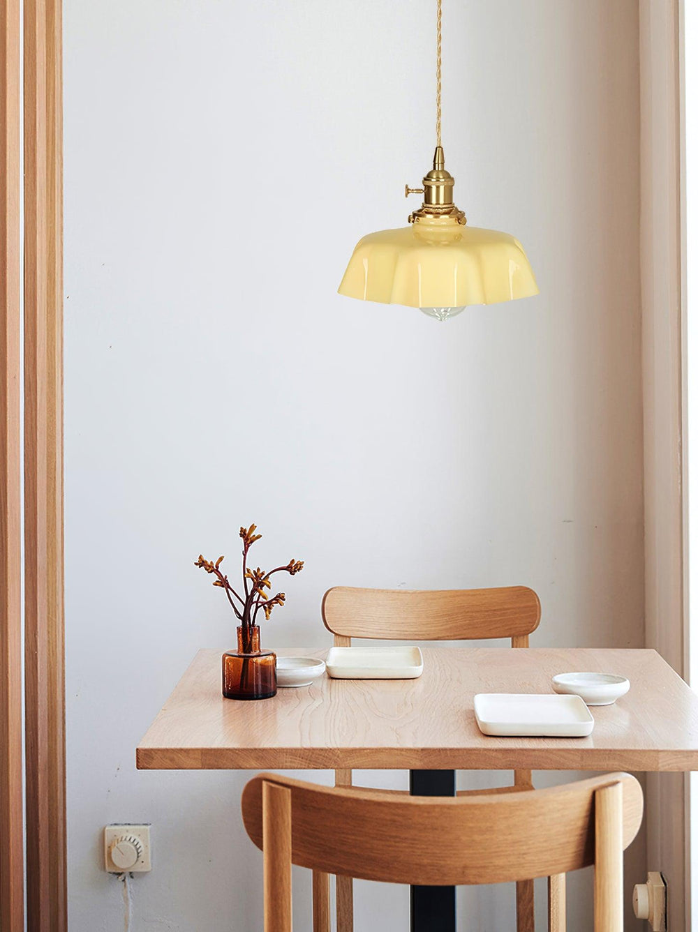 French Fleur Swag Pendant Light – Pleated Glass, Plug-In Antique Brass