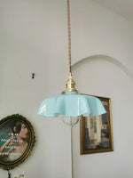 French Fleur Swag Pendant Light – Pleated Glass, Plug-In Antique Brass