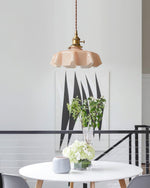 French Fleur Swag Pendant Light – Pleated Glass, Plug-In Antique Brass