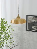 French Fleur Swag Pendant Light – Pleated Glass, Plug-In Antique Brass