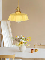 French Fleur Swag Pendant Light – Pleated Glass, Plug-In Antique Brass