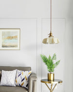 French Fleur Swag Pendant Light – Pleated Glass, Plug-In Antique Brass