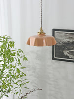 French Fleur Swag Pendant Light – Pleated Glass, Plug-In Antique Brass