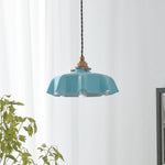 French Fleur Swag Pendant Light – Pleated Glass, Plug-In Antique Brass