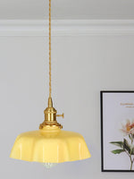 French Fleur Swag Pendant Light – Pleated Glass, Plug-In Antique Brass