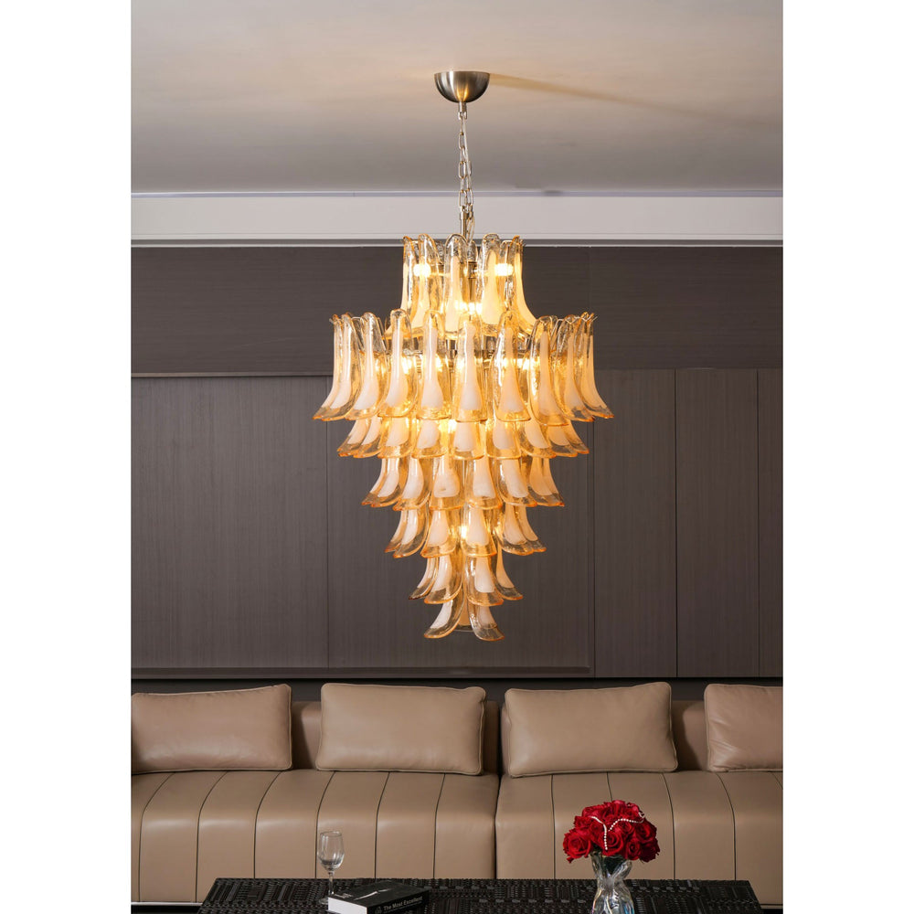 Amber Cloud Glass Petals Chandelier