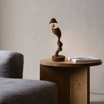 Carved Wood Cordless Table Lamp
