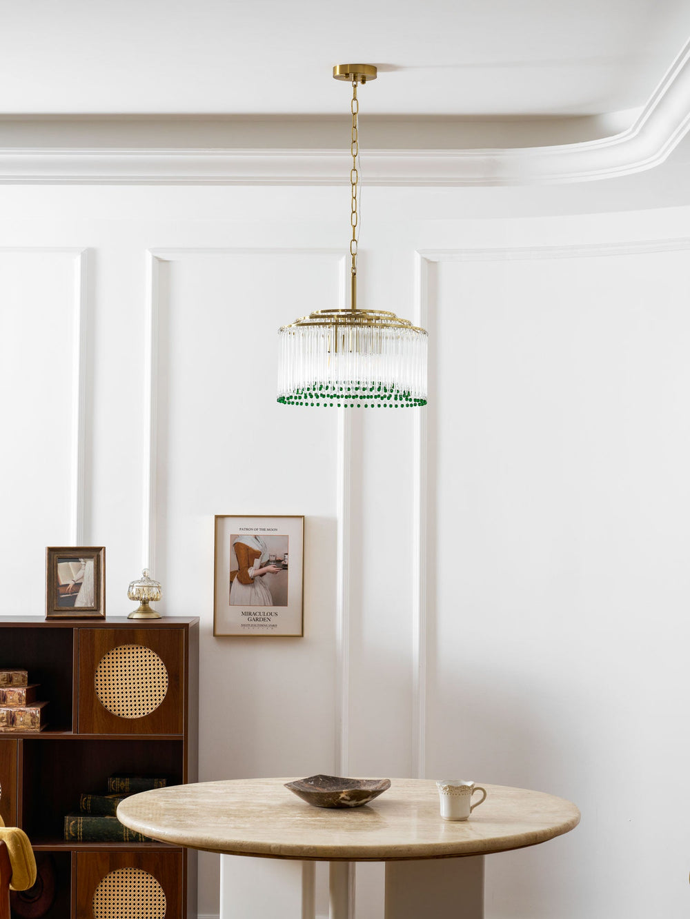 Casandra Two-Tone Glass Chandelier – Gold & Green Statement Piece