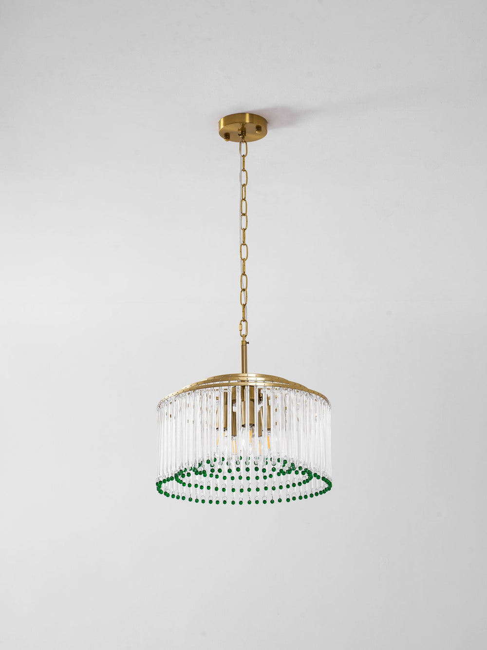Casandra Two-Tone Glass Chandelier – Gold & Green Statement Piece