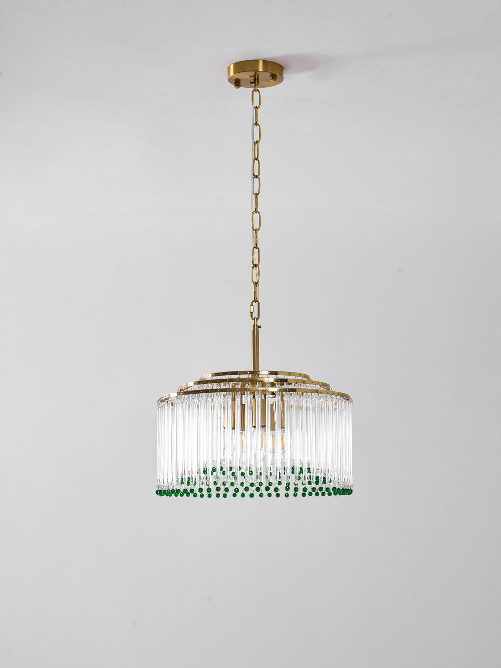 Casandra Two-Tone Glass Chandelier – Gold & Green Statement Piece